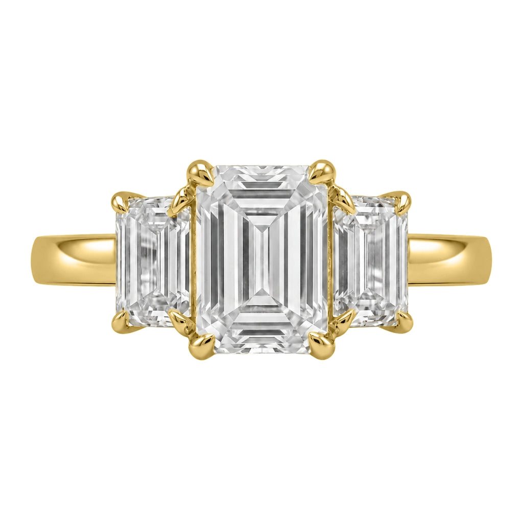 Venturant 2.00-5.00 Carat T.W. Emerald-cut Lab Grown Diamond (F/VS+) 14K Gold 3 Stone Ring