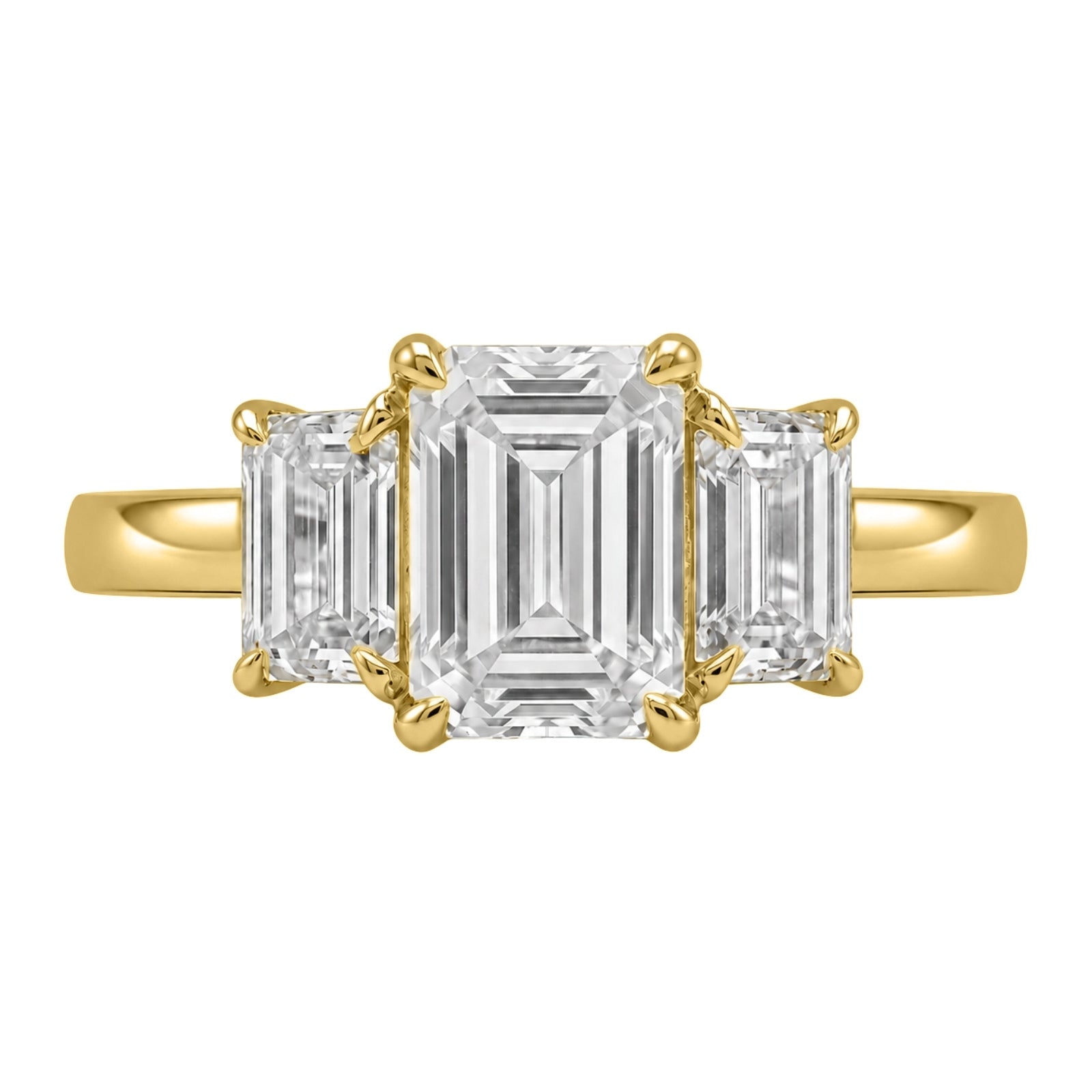 Venturant 2.00-5.00 Carat T.W. Emerald-cut Lab Grown Diamond (F/VS+) 14K Gold 3 Stone Ring