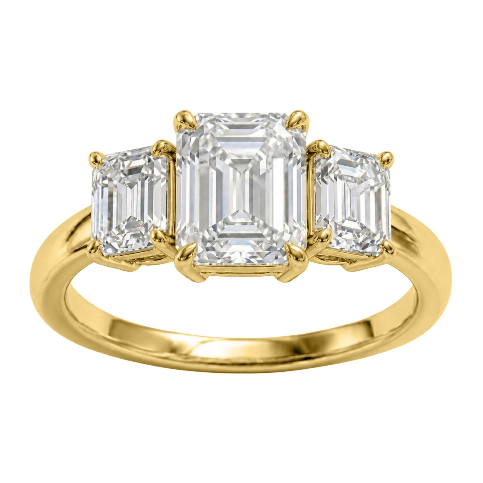 Venturant 2.00-5.00 Carat T.W. Emerald-cut Lab Grown Diamond (F/VS+) 14K Gold 3 Stone Ring