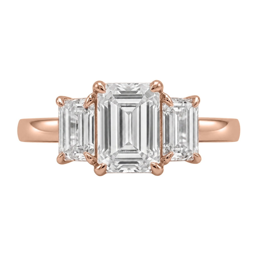 Venturant 2.00-5.00 Carat T.W. Emerald-cut Lab Grown Diamond (F/VS+) 14K Gold 3 Stone Ring