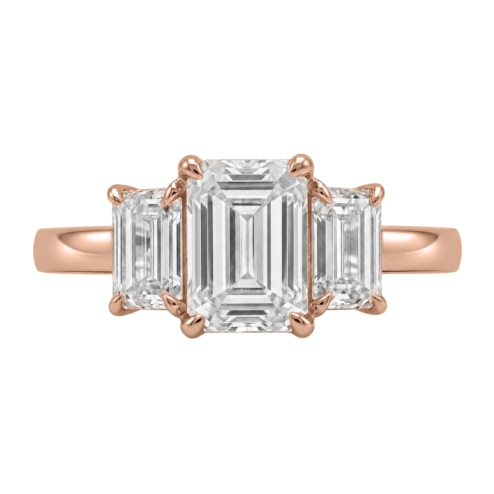 Venturant 2.00-5.00 Carat T.W. Emerald-cut Lab Grown Diamond (F/VS+) 14K Gold 3 Stone Ring
