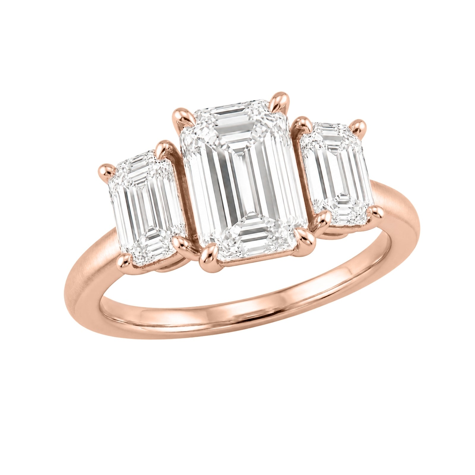 Venturant 2.00-5.00 Carat T.W. Emerald-cut Lab Grown Diamond (F/VS+) 14K Gold 3 Stone Ring
