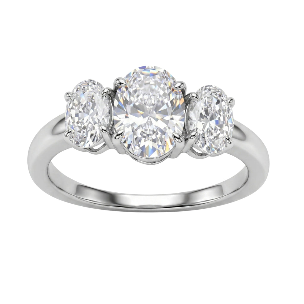Venturant 2.00-5.00 Carat T.W. Oval-cut Lab Grown Diamond (F/VS+) 14K Gold 3 Stone Ring