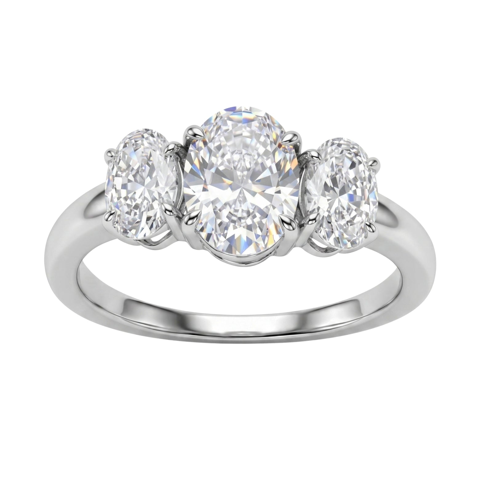 Venturant 2.00-5.00 Carat T.W. Oval-cut Lab Grown Diamond (F/VS+) 14K Gold 3 Stone Ring