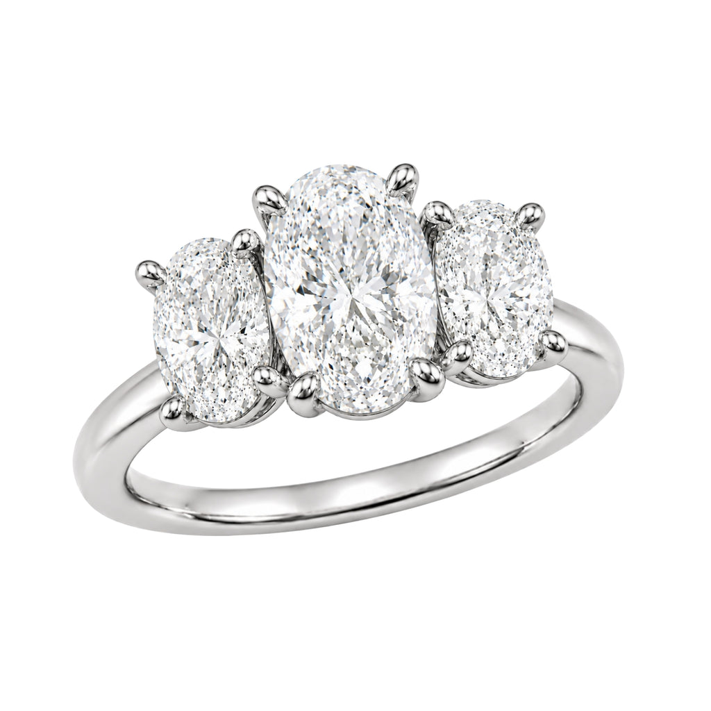 Venturant 2.00-5.00 Carat T.W. Oval-cut Lab Grown Diamond (F/VS+) 14K Gold 3 Stone Ring