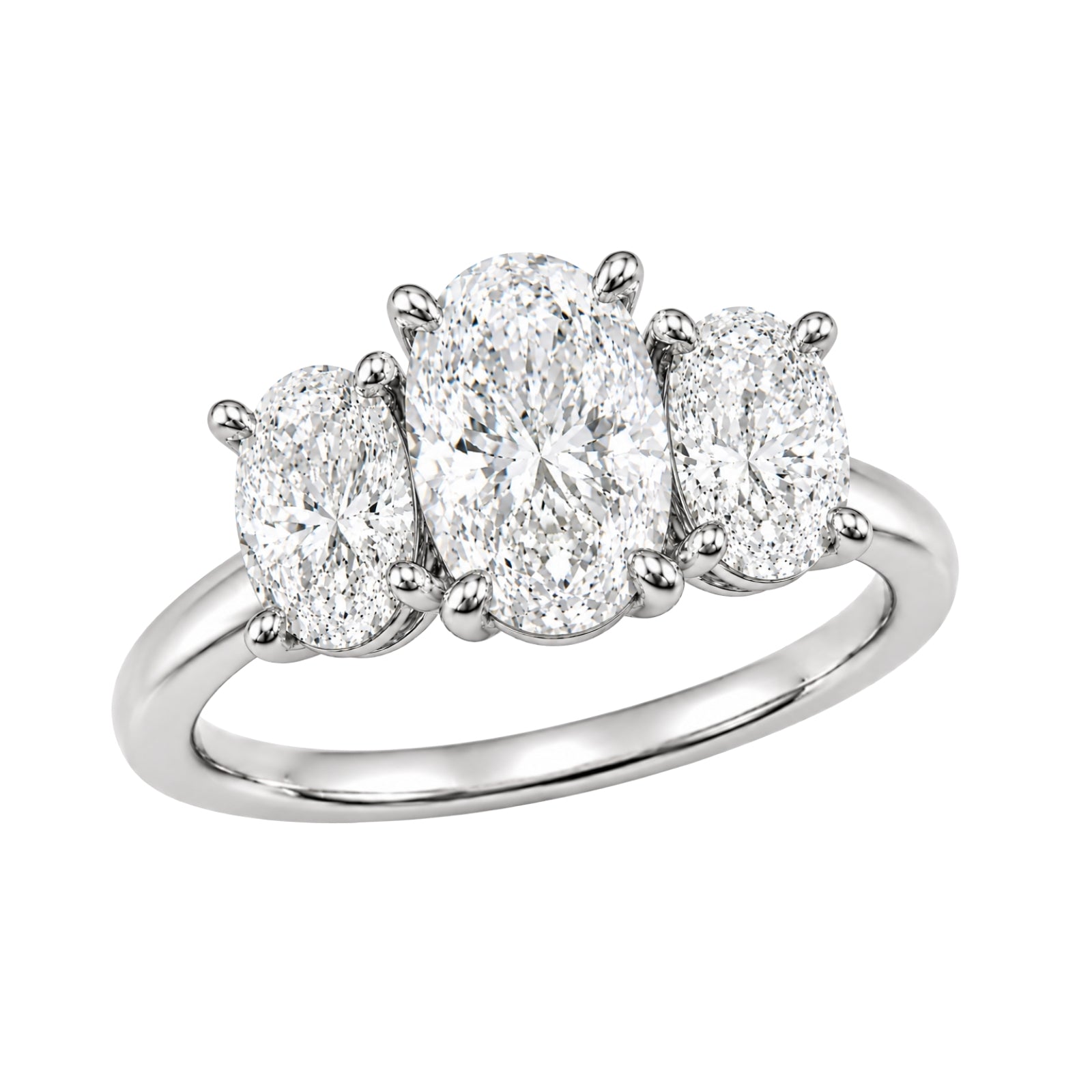 Venturant 2.00-5.00 Carat T.W. Oval-cut Lab Grown Diamond (F/VS+) 14K Gold 3 Stone Ring