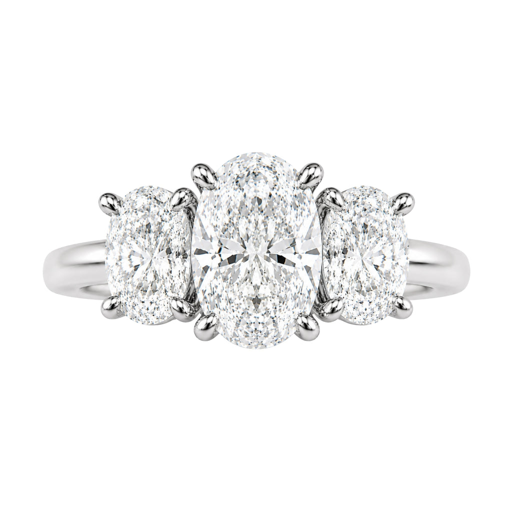 Venturant 2.00-5.00 Carat T.W. Oval-cut Lab Grown Diamond (F/VS+) 14K Gold 3 Stone Ring