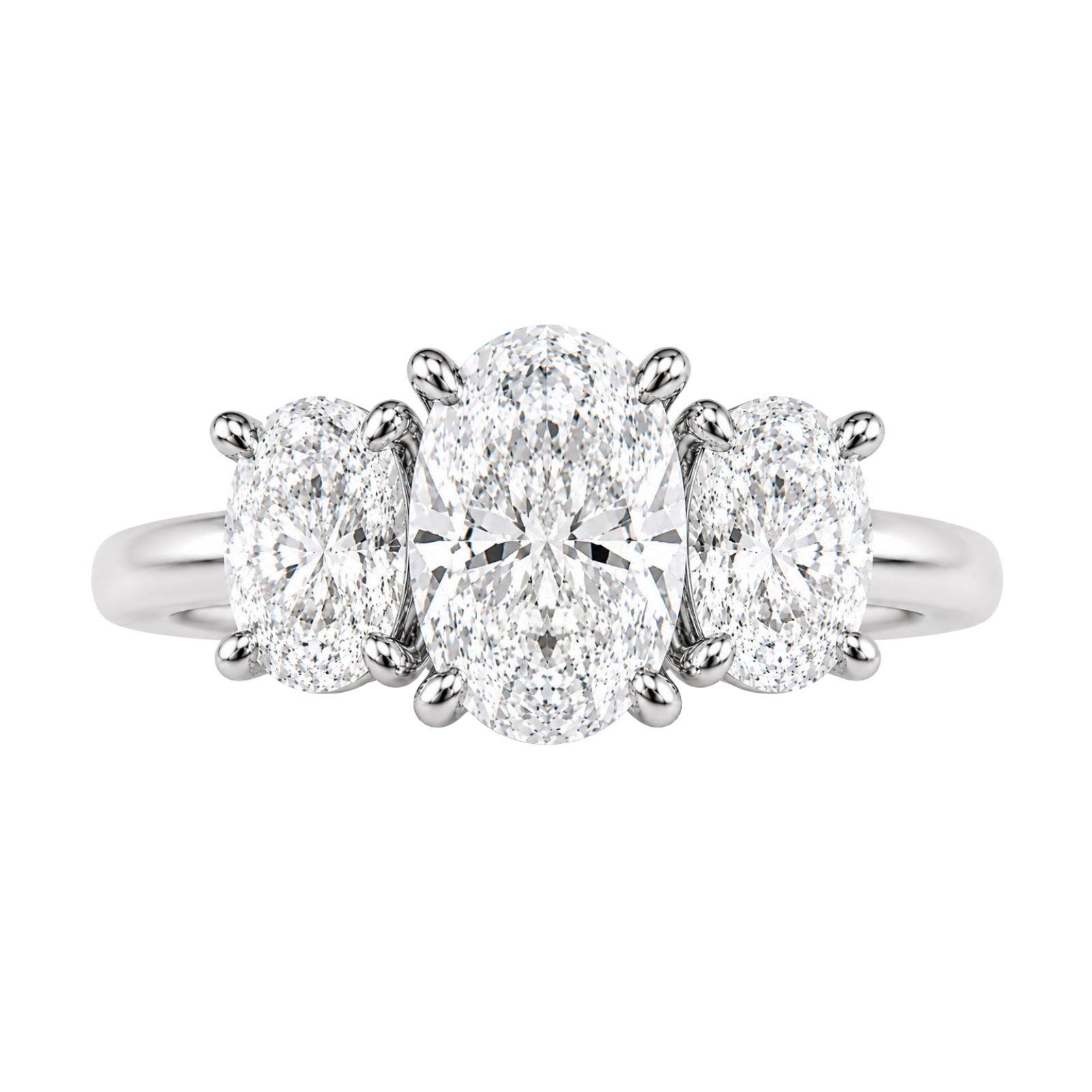Venturant 2.00-5.00 Carat T.W. Oval-cut Lab Grown Diamond (F/VS+) 14K Gold 3 Stone Ring