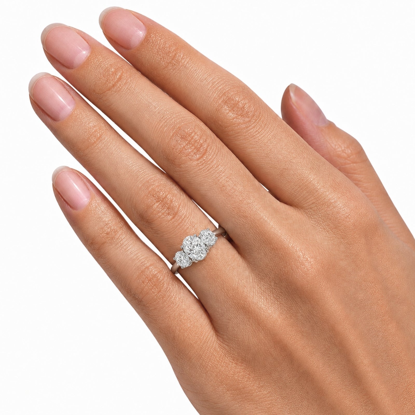 Venturant 2.00-5.00 Carat T.W. Oval-cut Lab Grown Diamond (F/VS+) 14K Gold 3 Stone Ring
