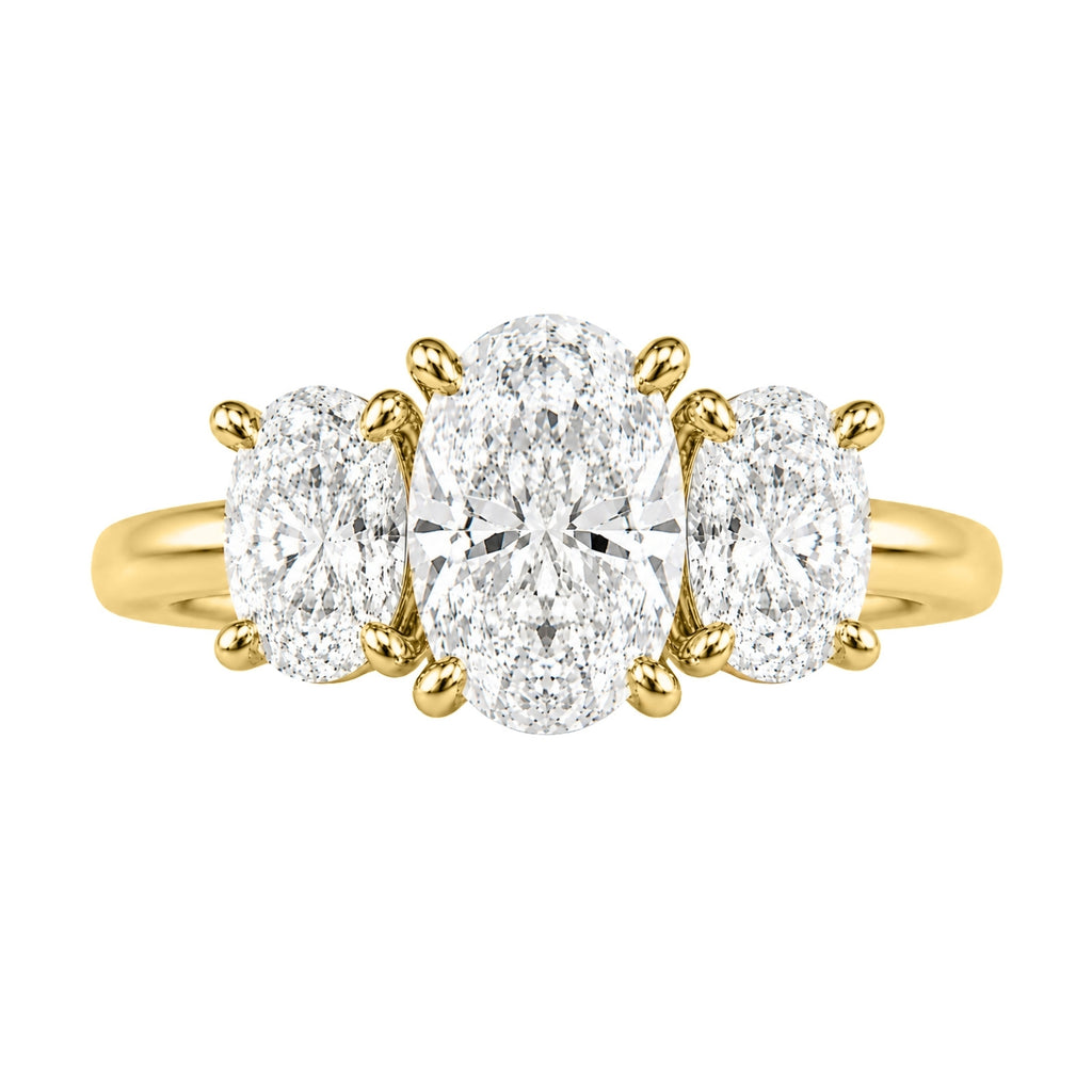 Venturant 2.00-5.00 Carat T.W. Oval-cut Lab Grown Diamond (F/VS+) 14K Gold 3 Stone Ring