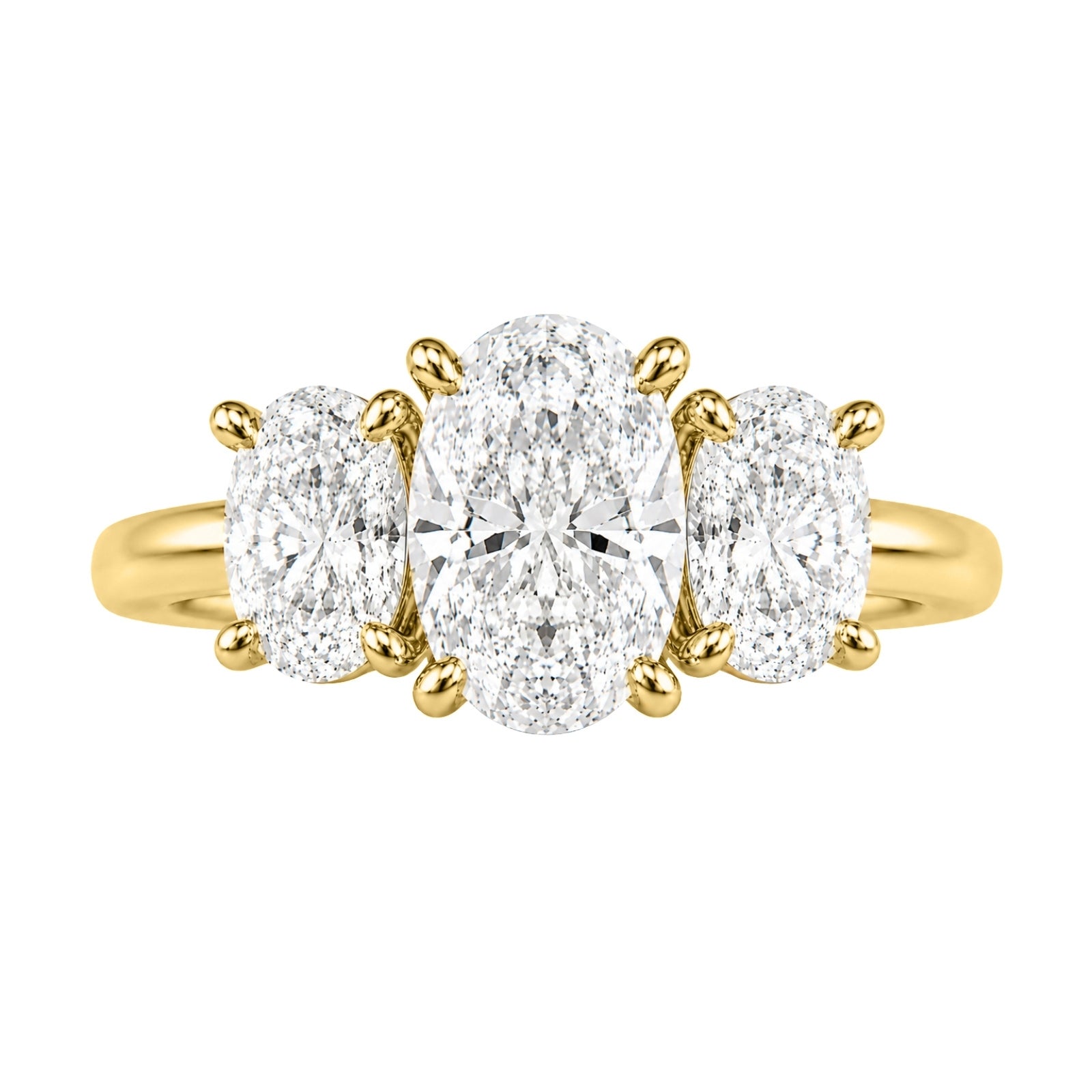 Venturant 2.00-5.00 Carat T.W. Oval-cut Lab Grown Diamond (F/VS+) 14K Gold 3 Stone Ring