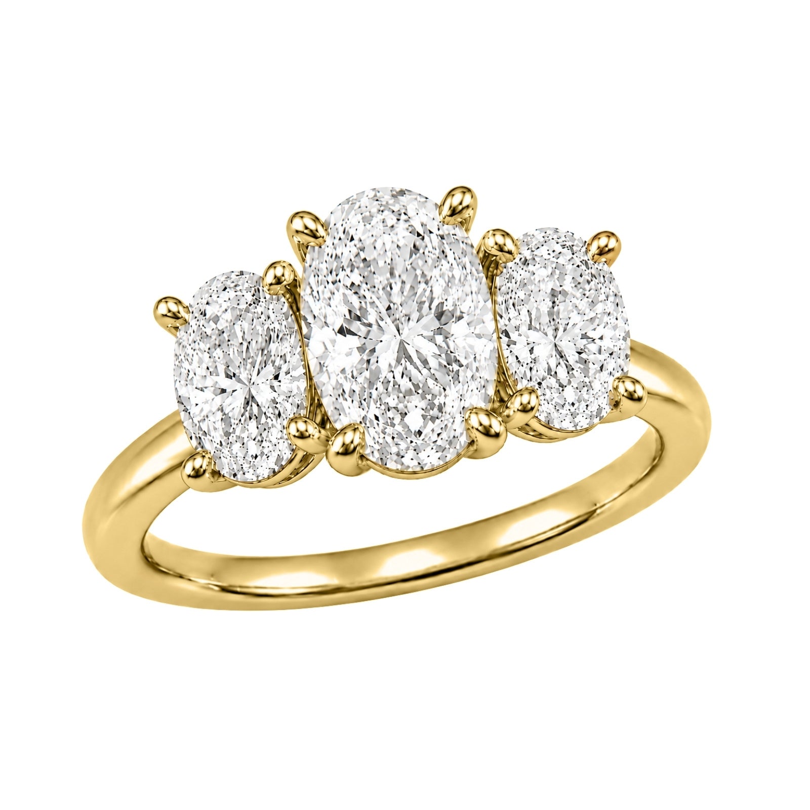 Venturant 2.00-5.00 Carat T.W. Oval-cut Lab Grown Diamond (F/VS+) 14K Gold 3 Stone Ring