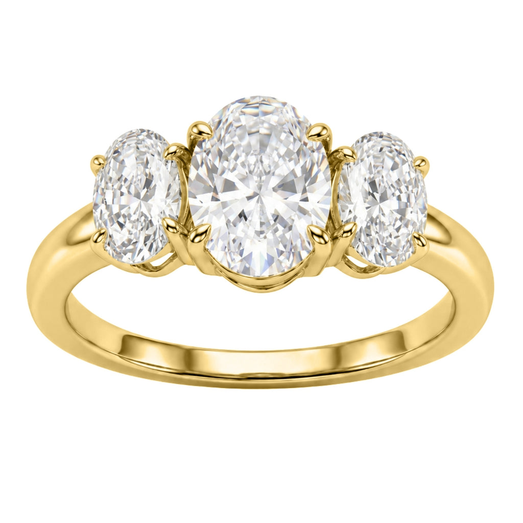 Venturant 2.00-5.00 Carat T.W. Oval-cut Lab Grown Diamond (F/VS+) 14K Gold 3 Stone Ring