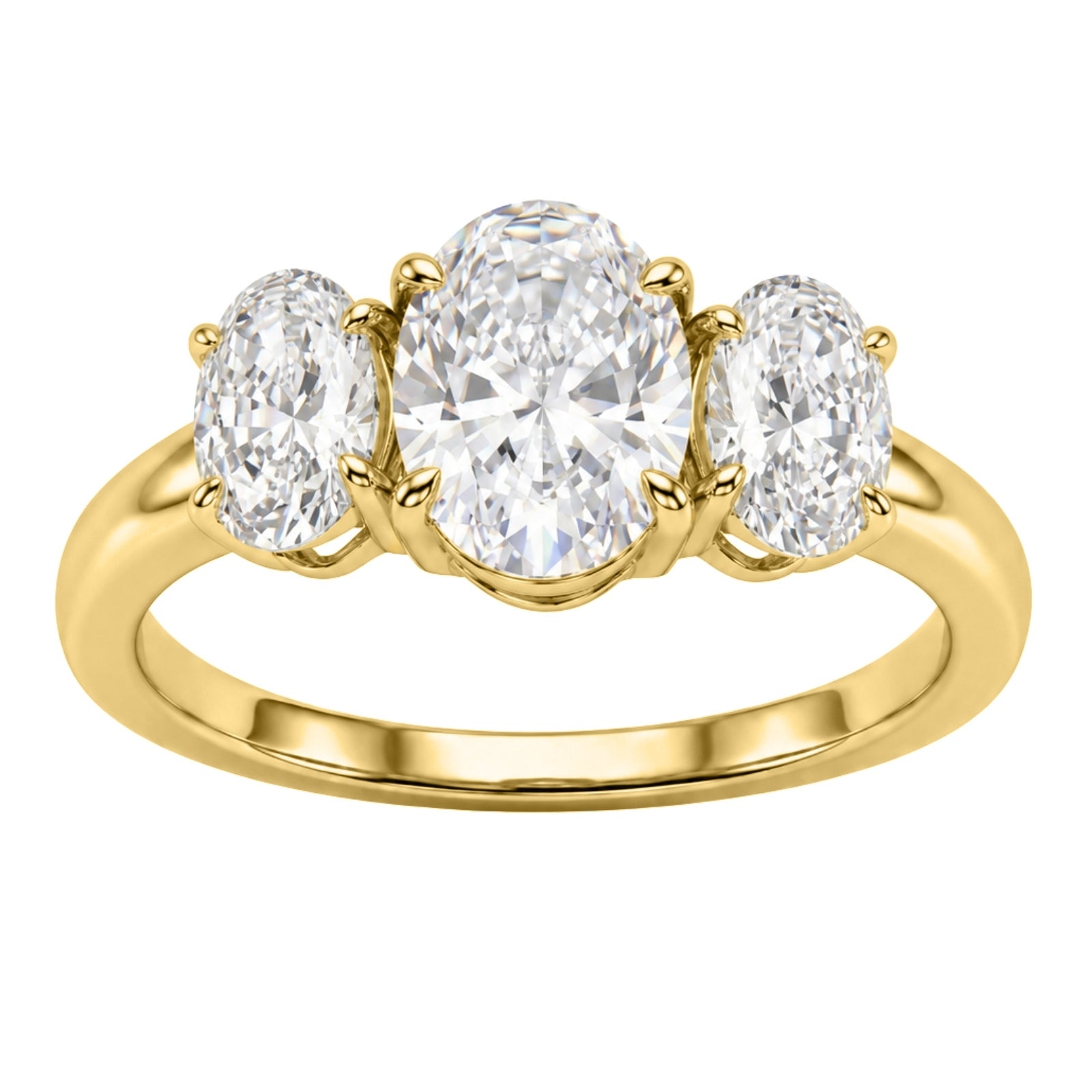 Venturant 2.00-5.00 Carat T.W. Oval-cut Lab Grown Diamond (F/VS+) 14K Gold 3 Stone Ring