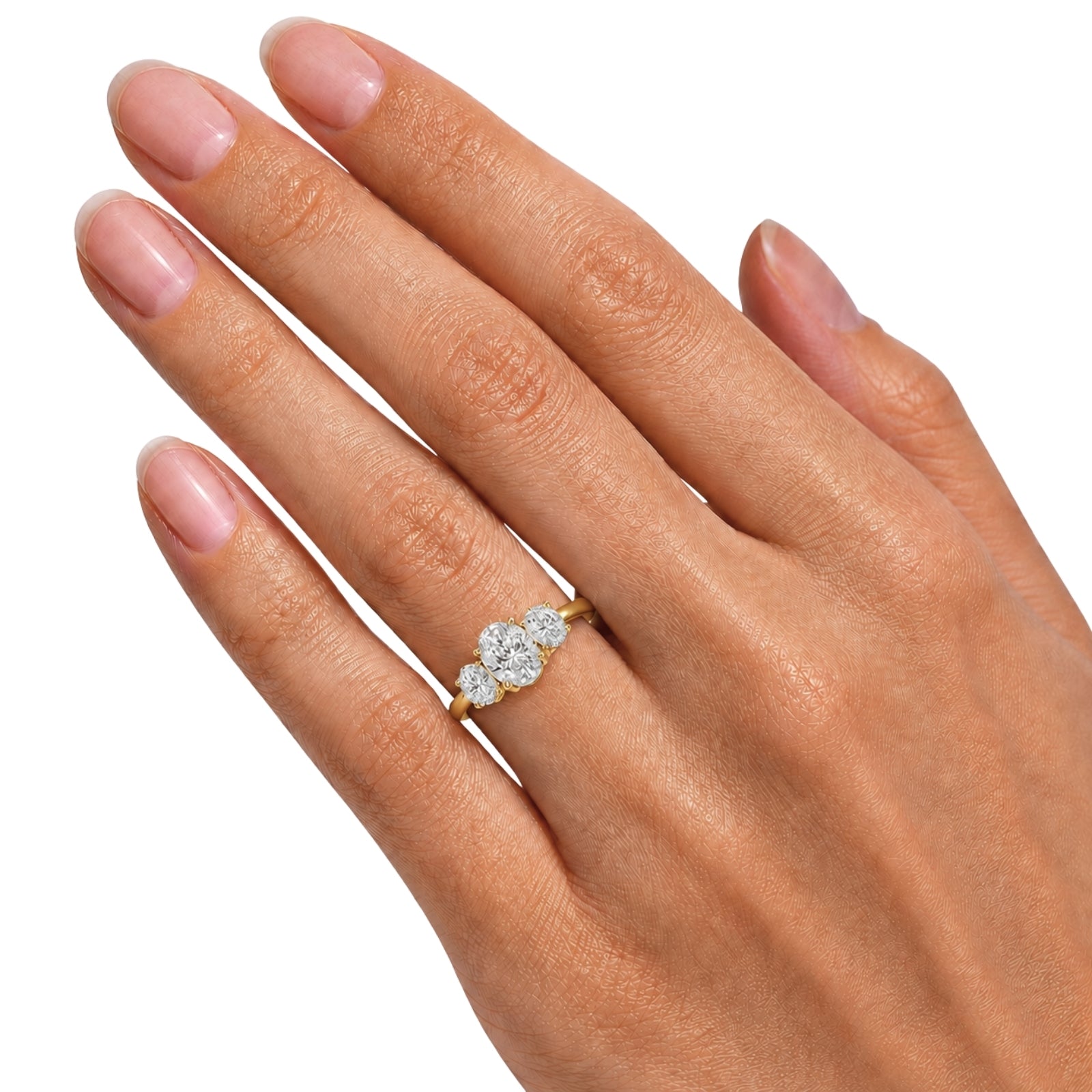 Venturant 2.00-5.00 Carat T.W. Oval-cut Lab Grown Diamond (F/VS+) 14K Gold 3 Stone Ring
