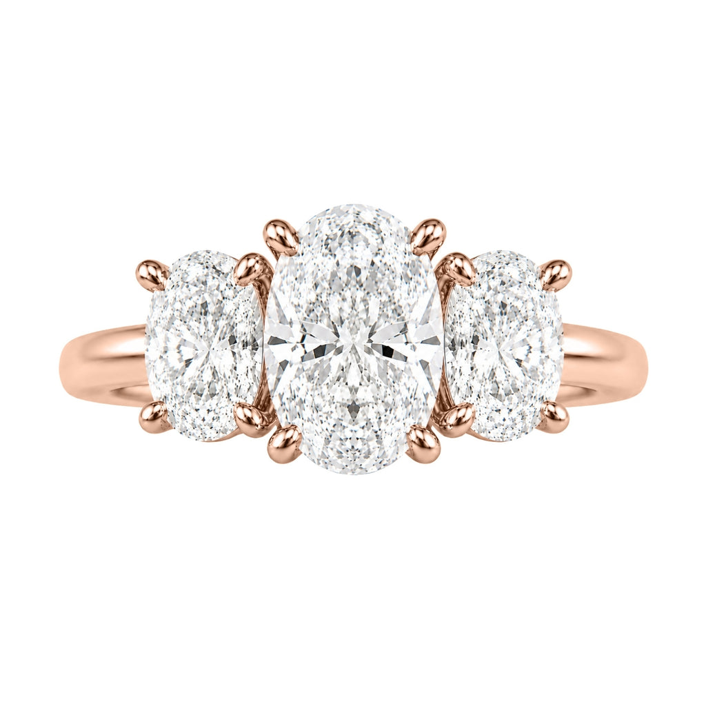 Venturant 2.00-5.00 Carat T.W. Oval-cut Lab Grown Diamond (F/VS+) 14K Gold 3 Stone Ring