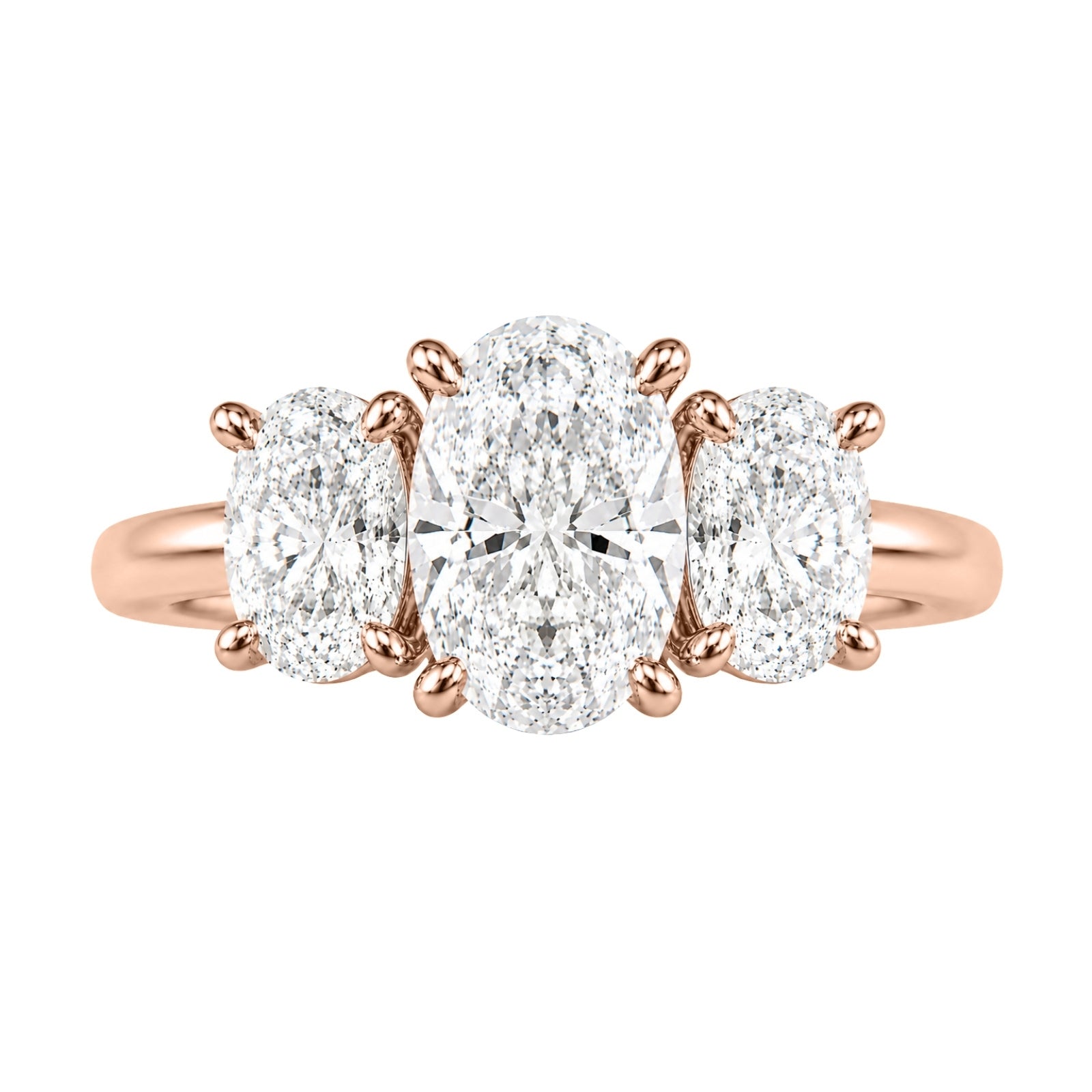 Venturant 2.00-5.00 Carat T.W. Oval-cut Lab Grown Diamond (F/VS+) 14K Gold 3 Stone Ring