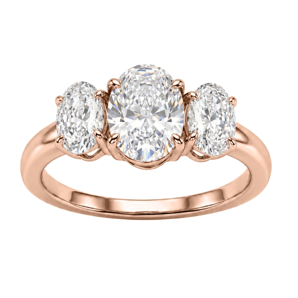 Venturant 2.00-5.00 Carat T.W. Oval-cut Lab Grown Diamond (F/VS+) 14K Gold 3 Stone Ring