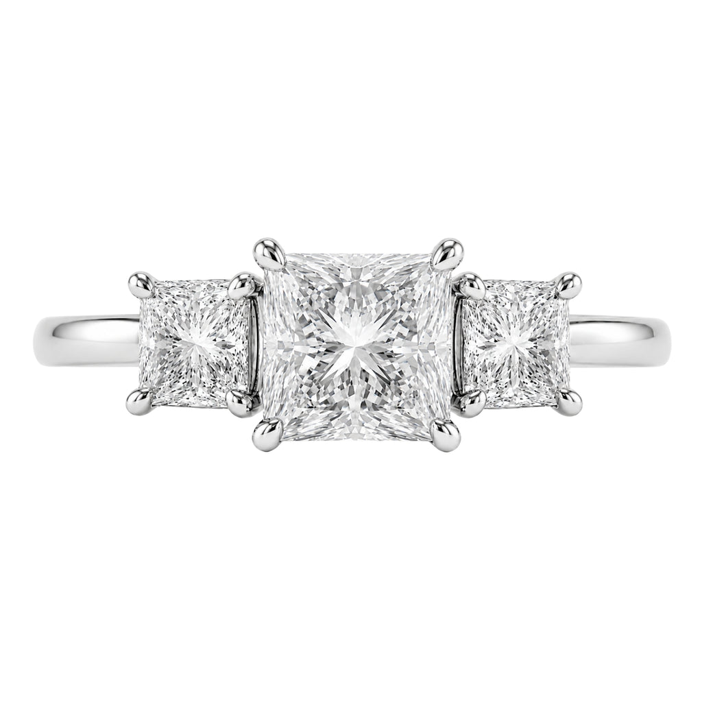 Venturant 2.00-5.00 Carat T.W. Princess-cut Lab Grown Diamond (F/VS+) 14K Gold 3 Stone Ring