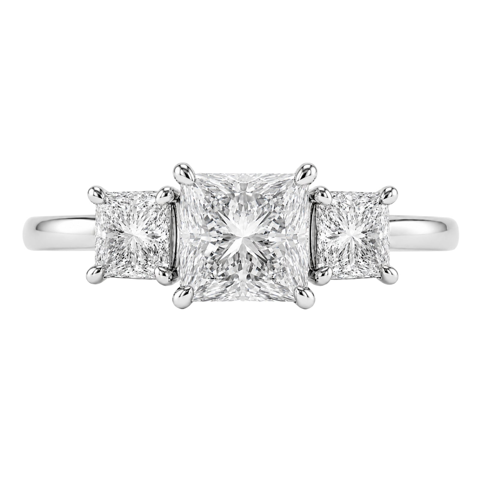 Venturant 2.00-5.00 Carat T.W. Princess-cut Lab Grown Diamond (F/VS+) 14K Gold 3 Stone Ring