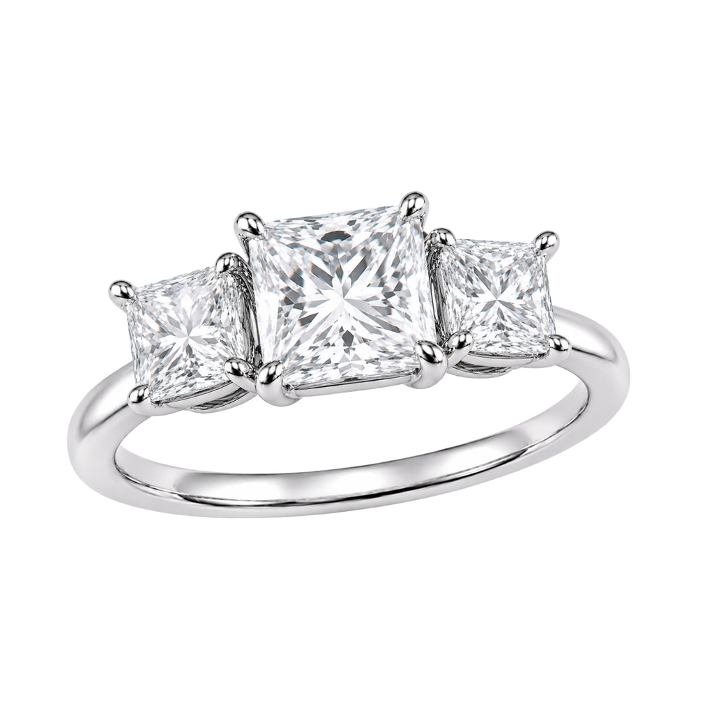 Venturant 2.00-5.00 Carat T.W. Princess-cut Lab Grown Diamond (F/VS+) 14K Gold 3 Stone Ring