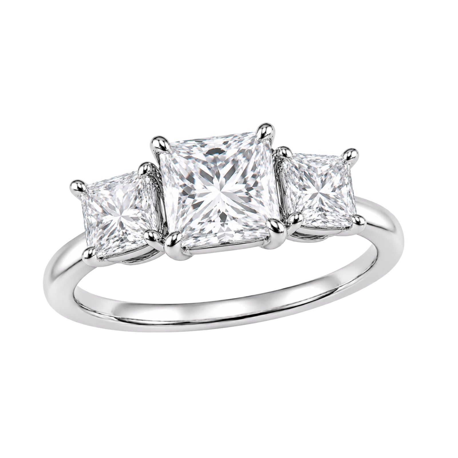 Venturant 2.00-5.00 Carat T.W. Princess-cut Lab Grown Diamond (F/VS+) 14K Gold 3 Stone Ring