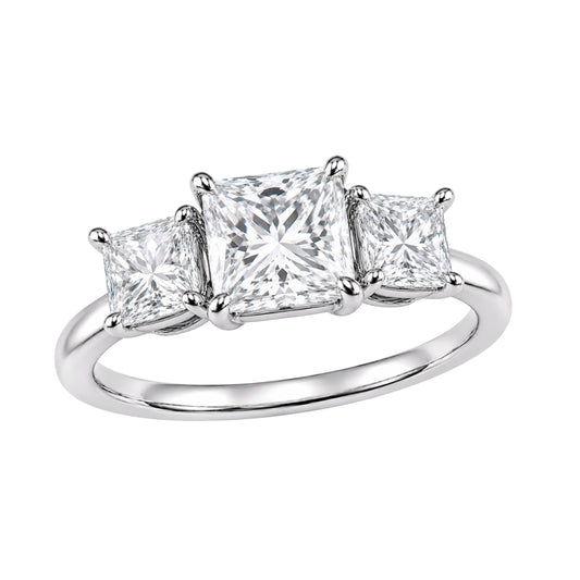 Venturant 2.00-5.00 Carat T.W. Princess-cut Lab Grown Diamond (F/VS+) 14K Gold 3 Stone Ring