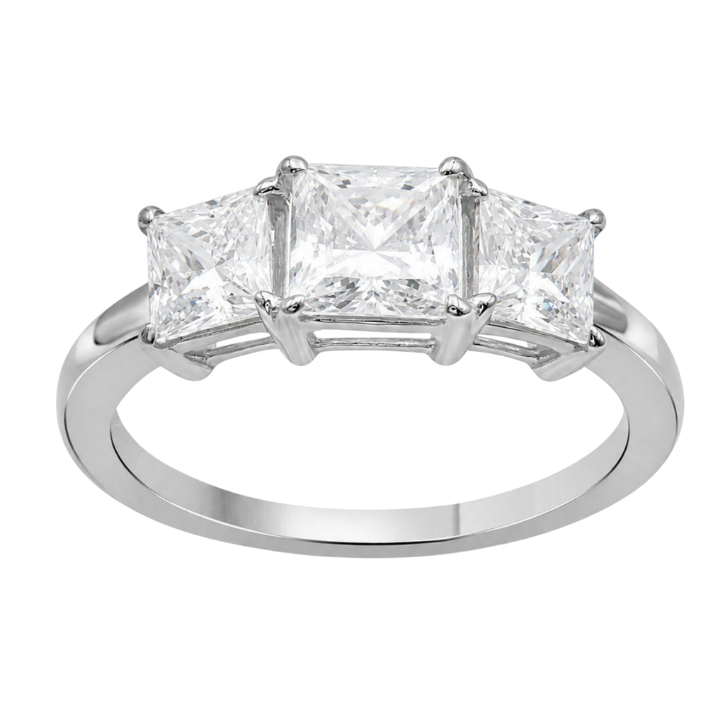 Venturant 2.00-5.00 Carat T.W. Princess-cut Lab Grown Diamond (F/VS+) 14K Gold 3 Stone Ring