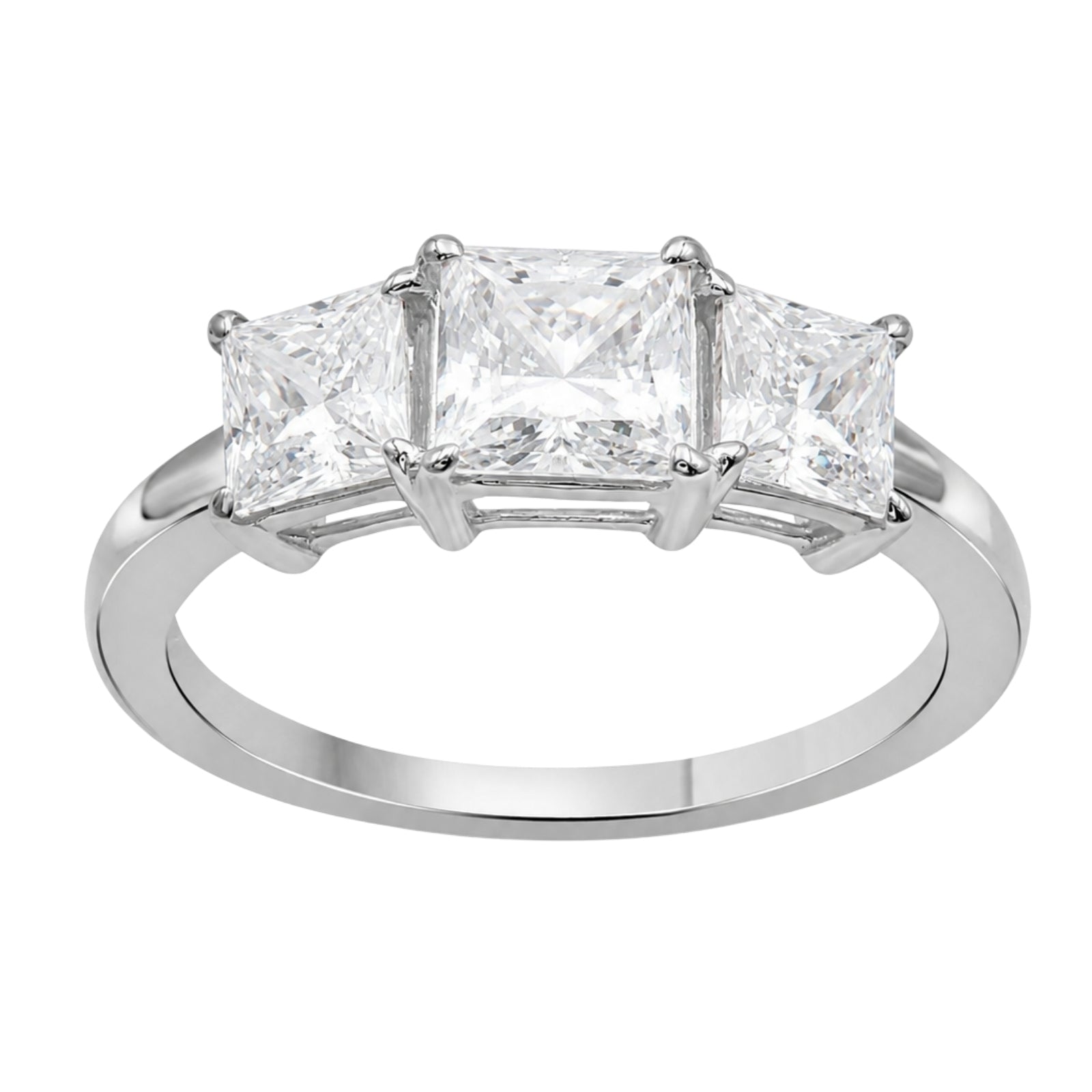 Venturant 2.00-5.00 Carat T.W. Princess-cut Lab Grown Diamond (F/VS+) 14K Gold 3 Stone Ring