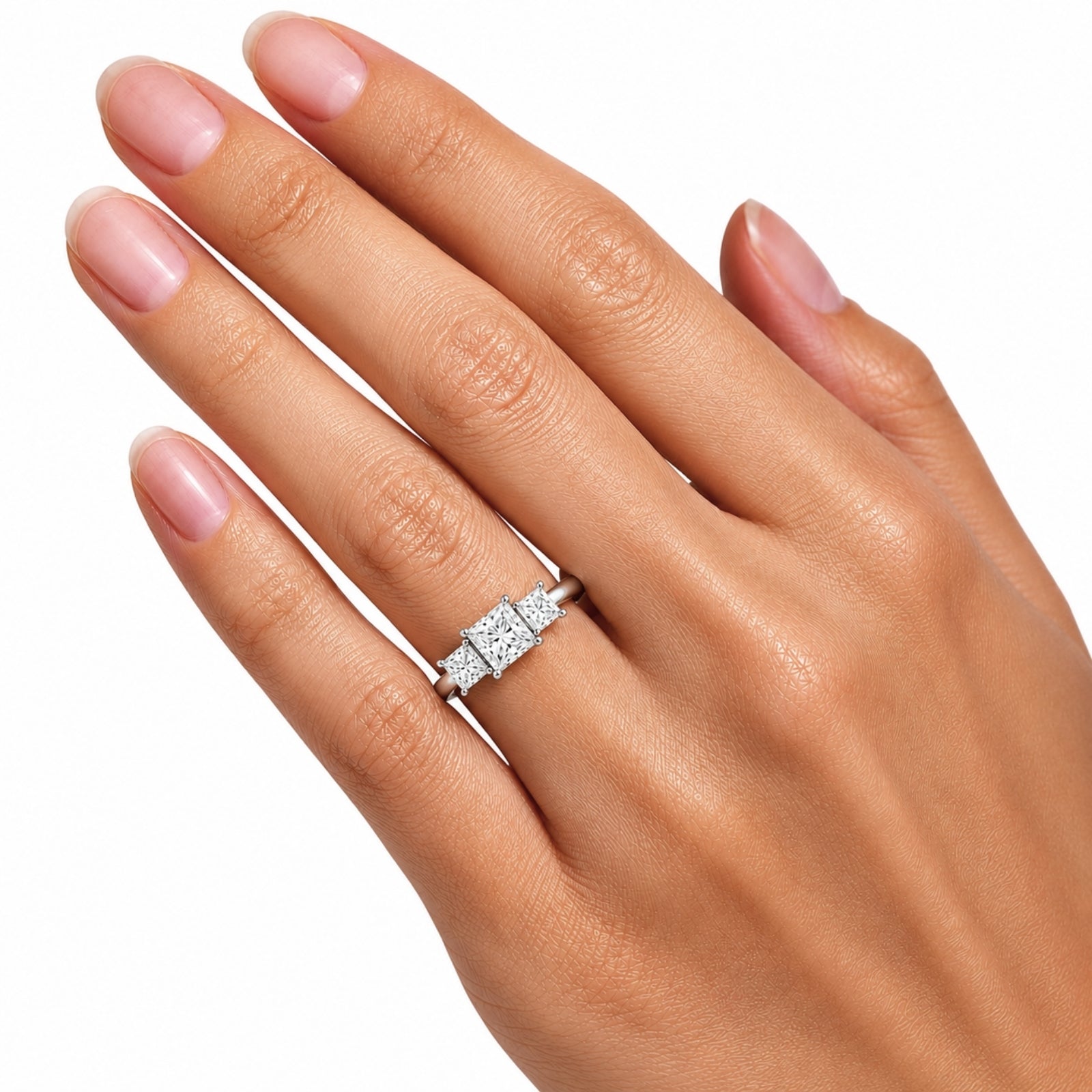 Venturant 2.00-5.00 Carat T.W. Princess-cut Lab Grown Diamond (F/VS+) 14K Gold 3 Stone Ring