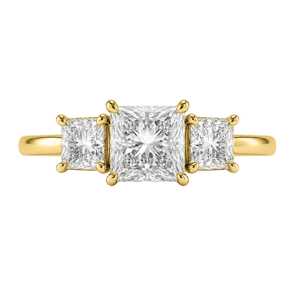 Venturant 2.00-5.00 Carat T.W. Princess-cut Lab Grown Diamond (F/VS+) 14K Gold 3 Stone Ring