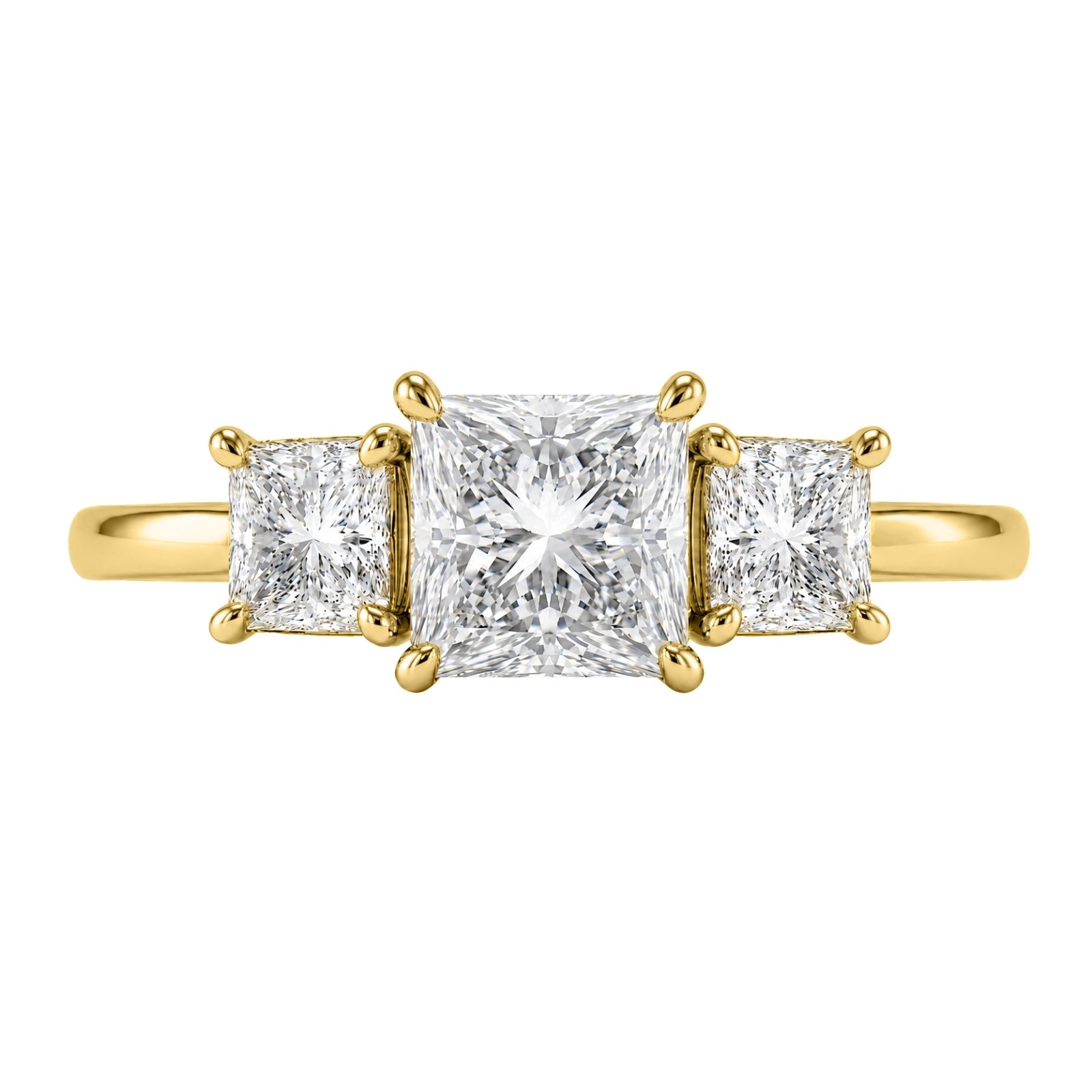 Venturant 2.00-5.00 Carat T.W. Princess-cut Lab Grown Diamond (F/VS+) 14K Gold 3 Stone Ring