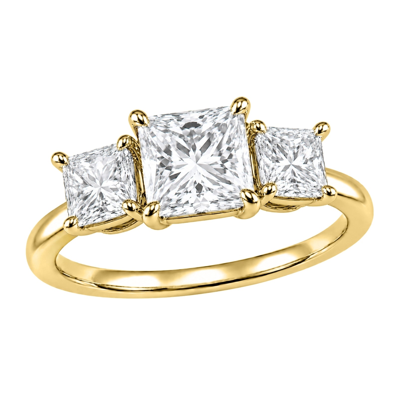 Venturant 2.00-5.00 Carat T.W. Princess-cut Lab Grown Diamond (F/VS+) 14K Gold 3 Stone Ring