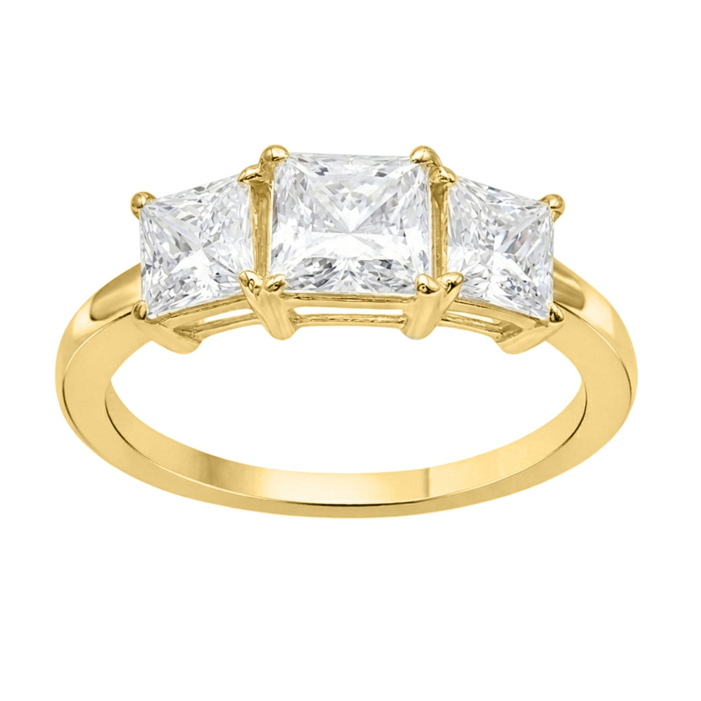 Venturant 2.00-5.00 Carat T.W. Princess-cut Lab Grown Diamond (F/VS+) 14K Gold 3 Stone Ring