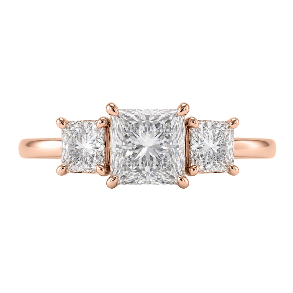 Venturant 2.00-5.00 Carat T.W. Princess-cut Lab Grown Diamond (F/VS+) 14K Gold 3 Stone Ring