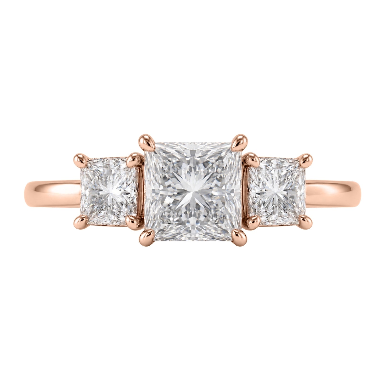 Venturant 2.00-5.00 Carat T.W. Princess-cut Lab Grown Diamond (F/VS+) 14K Gold 3 Stone Ring