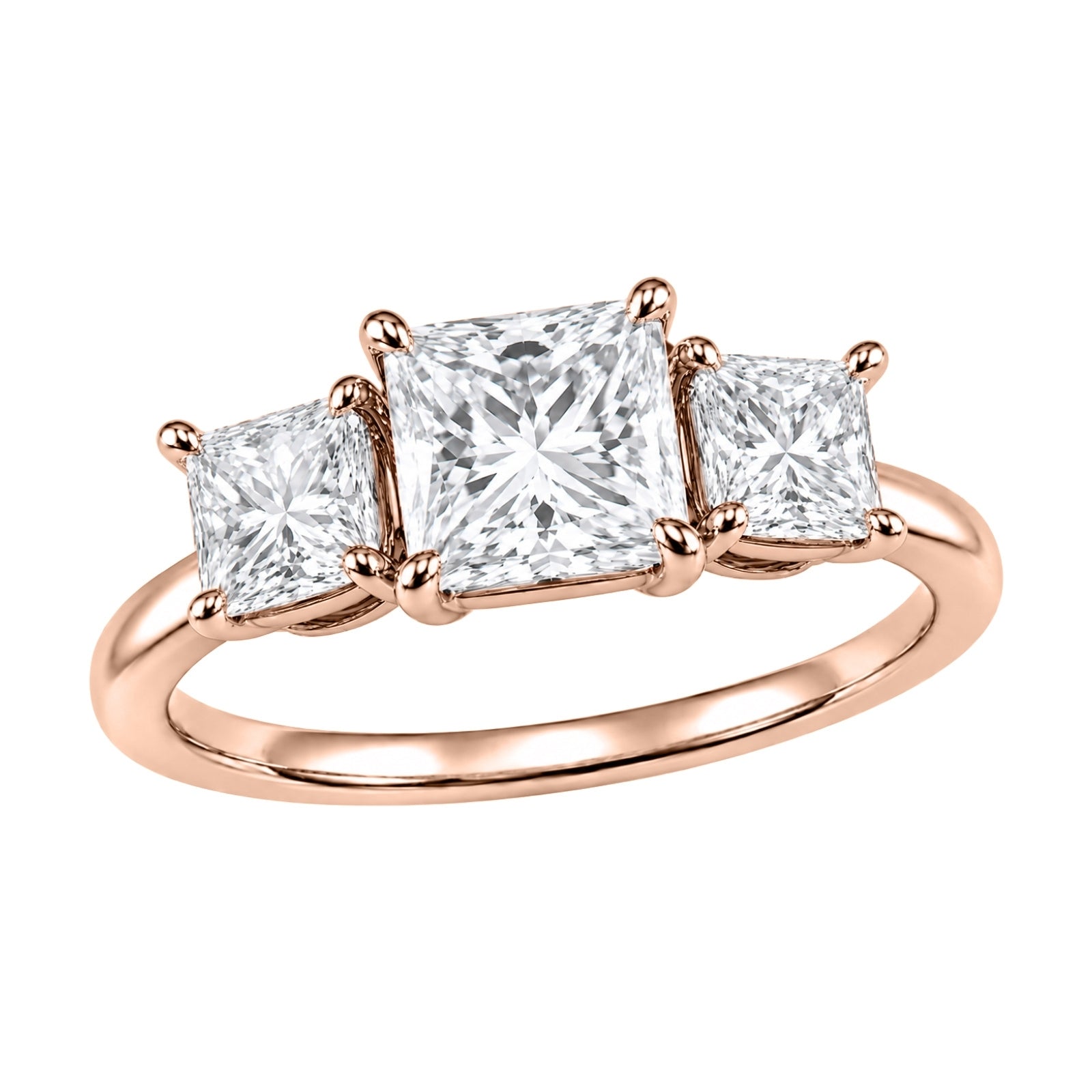 Venturant 2.00-5.00 Carat T.W. Princess-cut Lab Grown Diamond (F/VS+) 14K Gold 3 Stone Ring