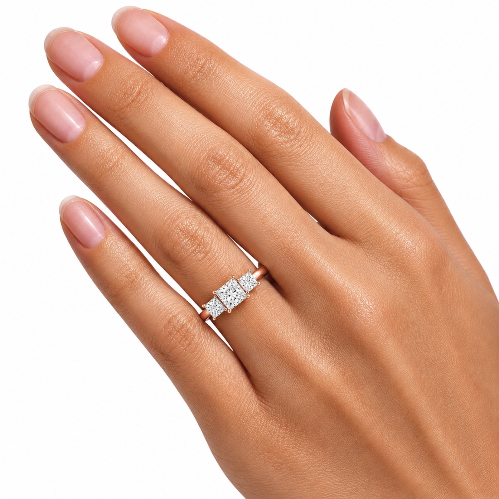 Venturant 2.00-5.00 Carat T.W. Princess-cut Lab Grown Diamond (F/VS+) 14K Gold 3 Stone Ring