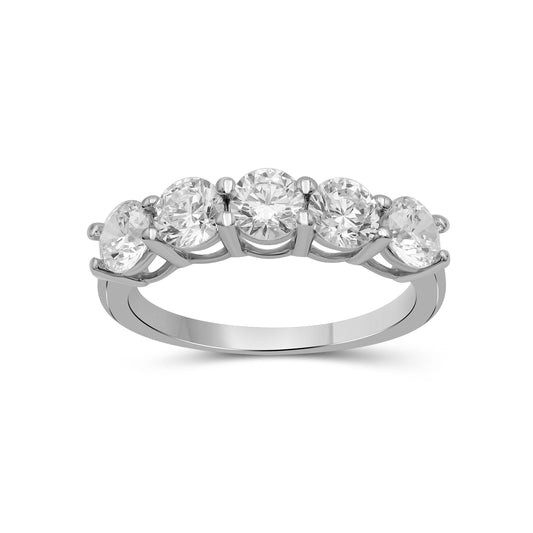 Venturant 1.00-5.00 Carat T.W. Round-cut Lab Grown Diamond (F/VS+) 14K Gold 5 Stone Band Ring