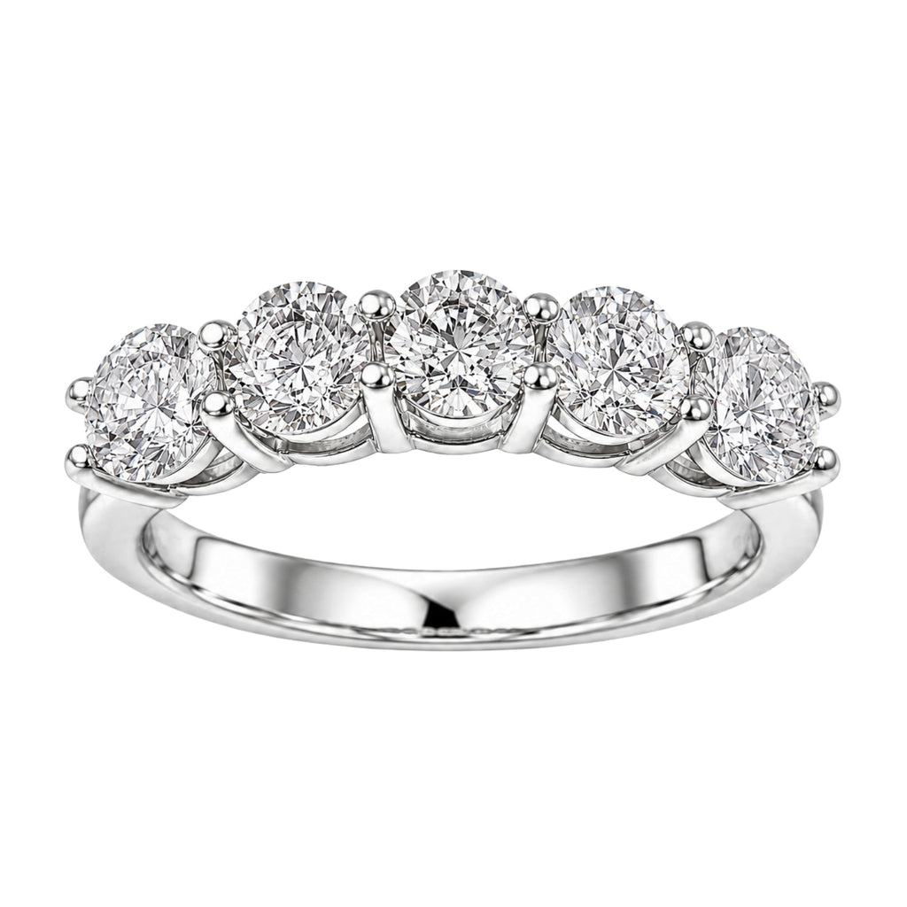 Venturant 1.00-5.00 Carat T.W. Round-cut Lab Grown Diamond (F/VS+) 14K Gold 5 Stone Band Ring
