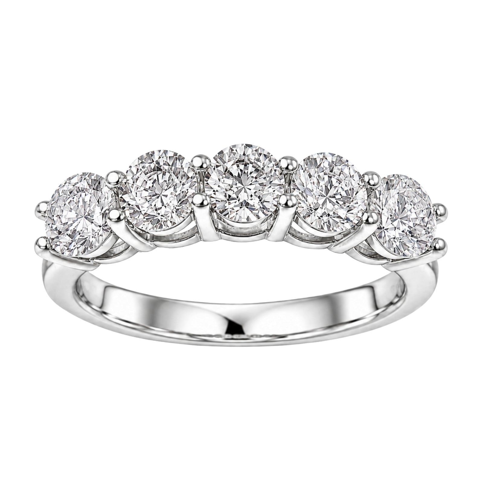 Venturant 1.00-5.00 Carat T.W. Round-cut Lab Grown Diamond (F/VS+) 14K Gold 5 Stone Band Ring