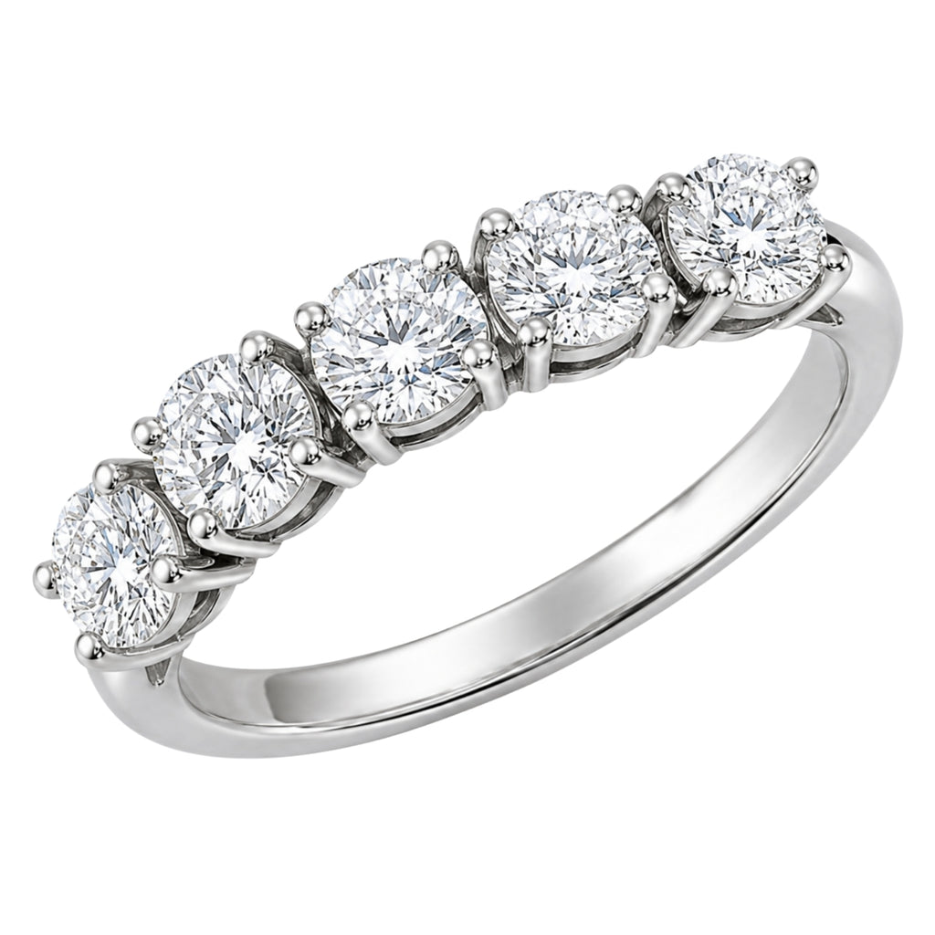 Venturant 1.00-5.00 Carat T.W. Round-cut Lab Grown Diamond (F/VS+) 14K Gold 5 Stone Band Ring