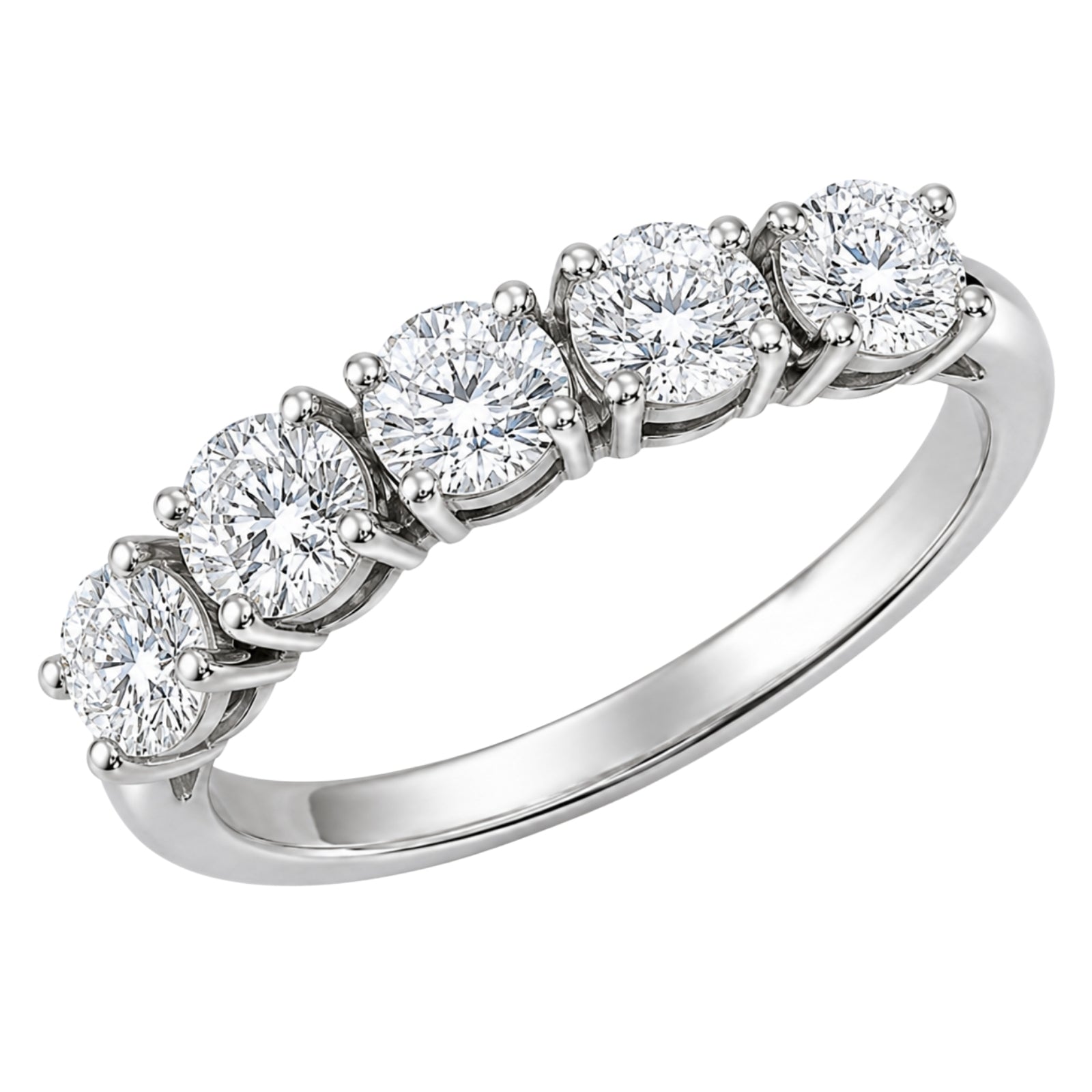 Venturant 1.00-5.00 Carat T.W. Round-cut Lab Grown Diamond (F/VS+) 14K Gold 5 Stone Band Ring