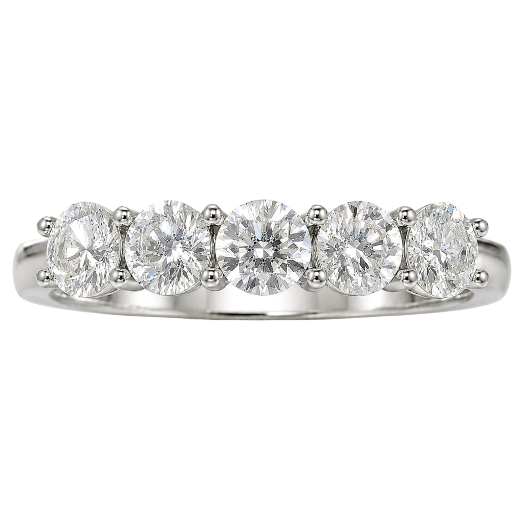 Venturant 1.00-5.00 Carat T.W. Round-cut Lab Grown Diamond (F/VS+) 14K Gold 5 Stone Band Ring