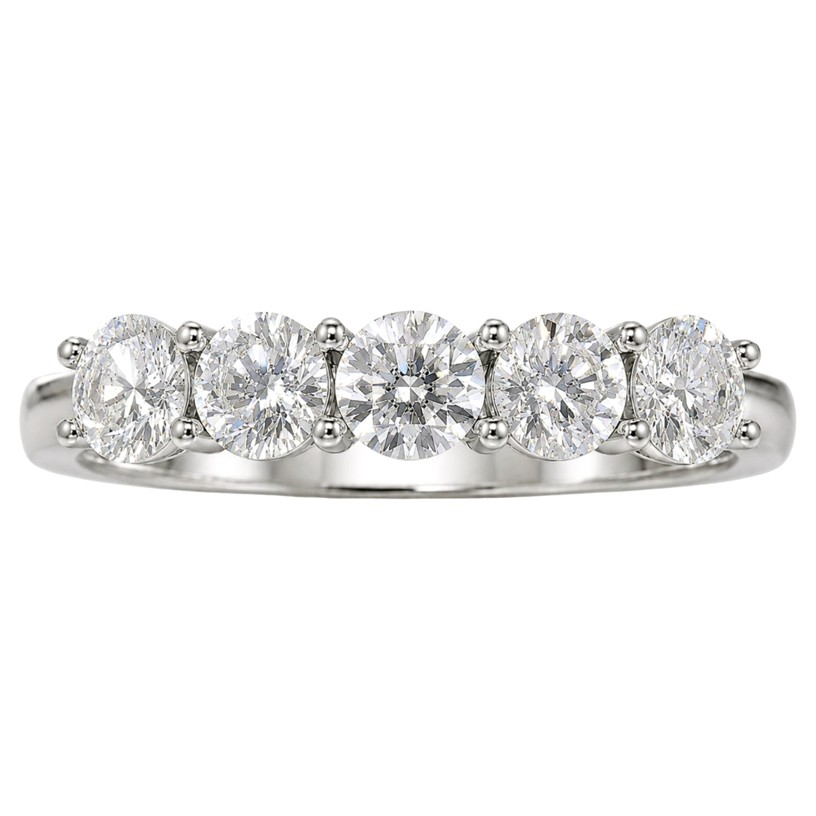 Venturant 1.00-5.00 Carat T.W. Round-cut Lab Grown Diamond (F/VS+) 14K Gold 5 Stone Band Ring