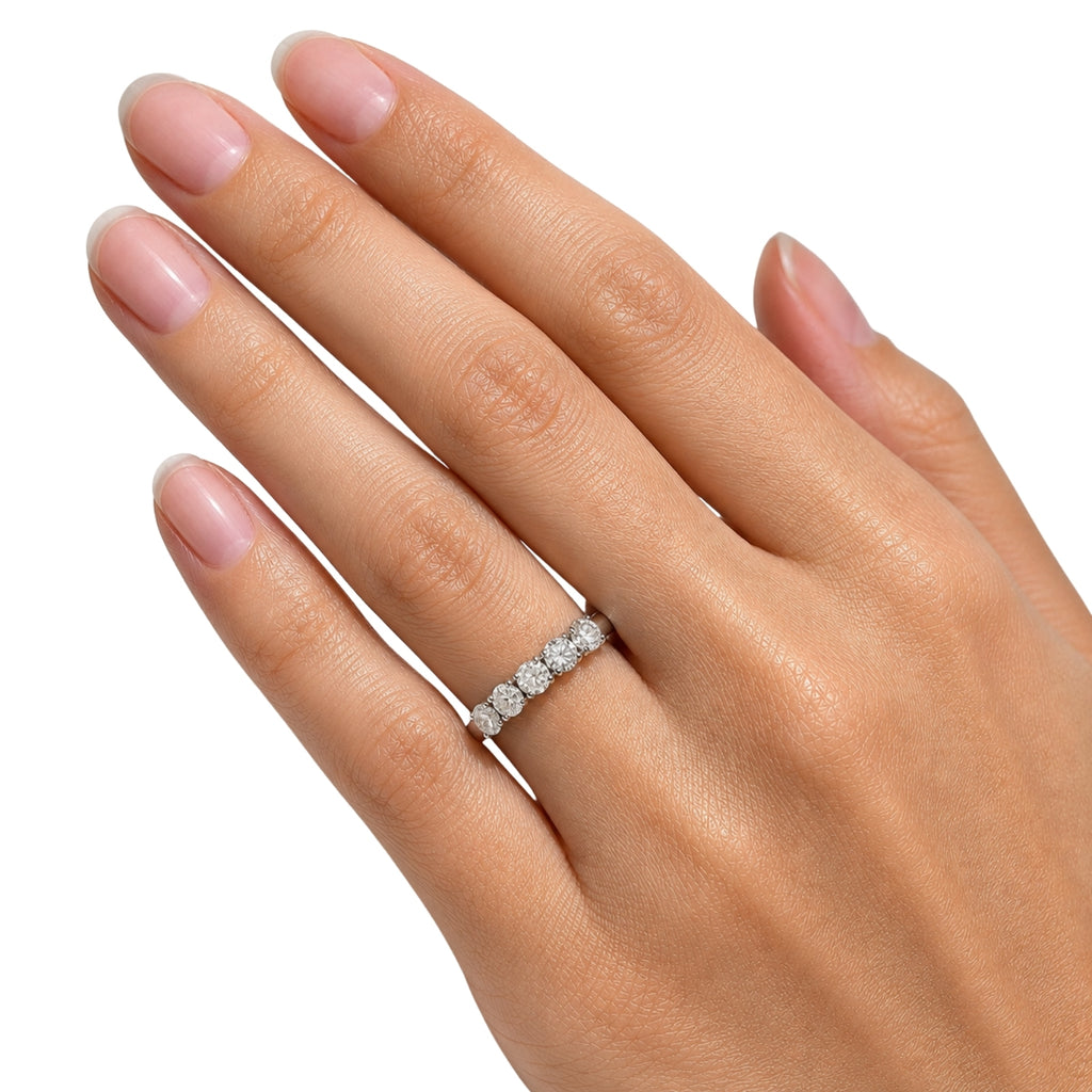 Venturant 1.00-5.00 Carat T.W. Round-cut Lab Grown Diamond (F/VS+) 14K Gold 5 Stone Band Ring