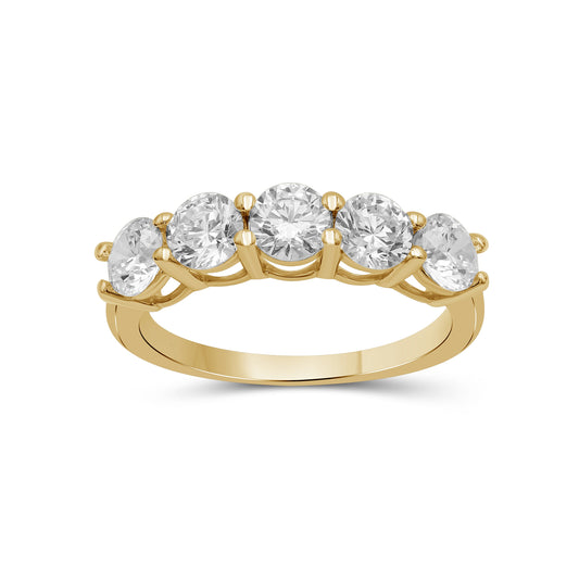 Venturant 1.00-5.00 Carat T.W. Round-cut Lab Grown Diamond (F/VS+) 14K Gold 5 Stone Band Ring