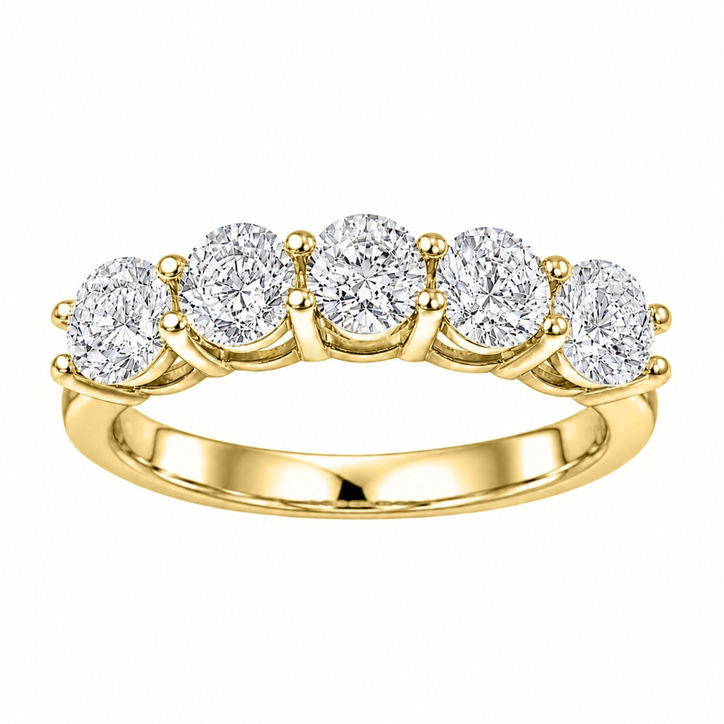 Venturant 1.00-5.00 Carat T.W. Round-cut Lab Grown Diamond (F/VS+) 14K Gold 5 Stone Band Ring