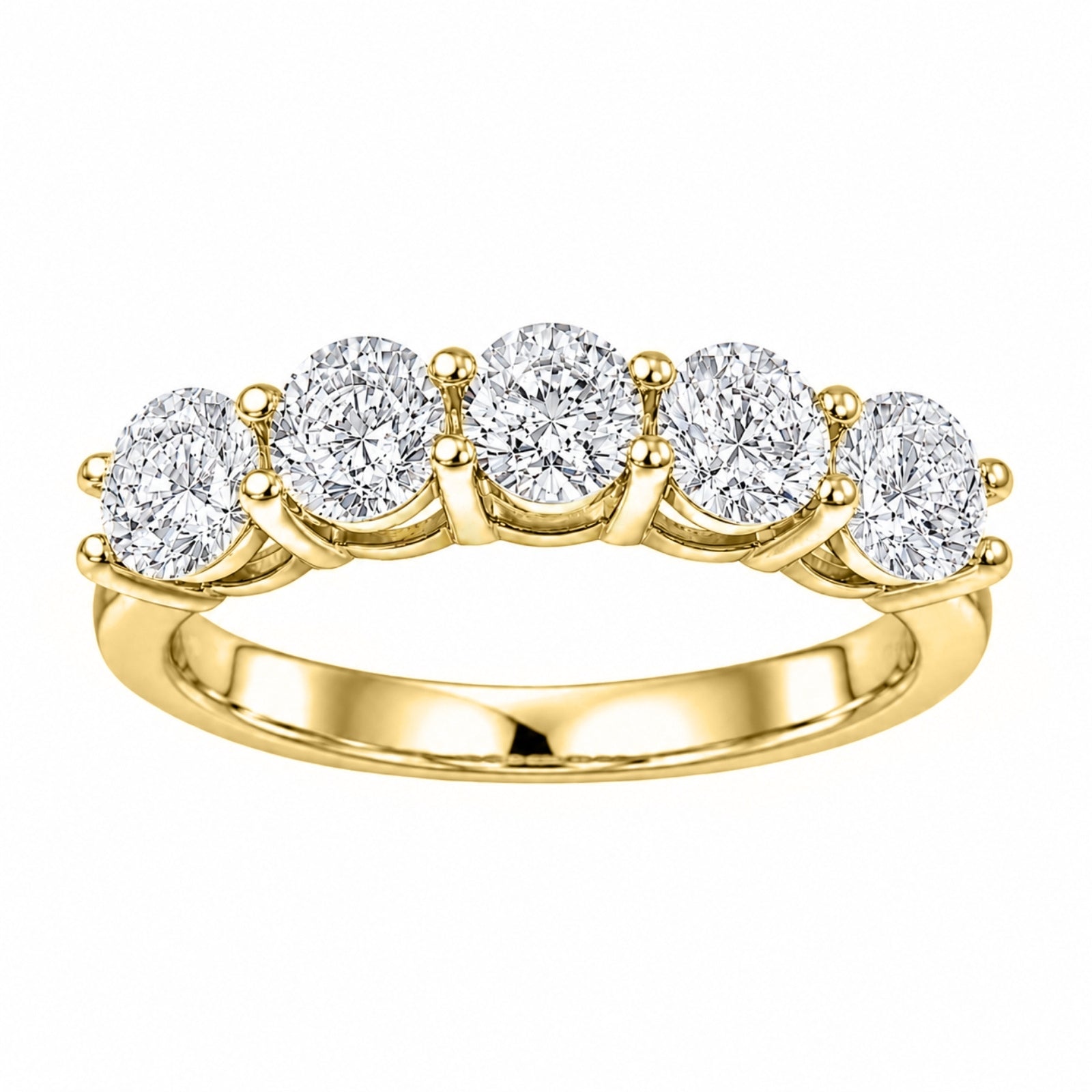 Venturant 1.00-5.00 Carat T.W. Round-cut Lab Grown Diamond (F/VS+) 14K Gold 5 Stone Band Ring