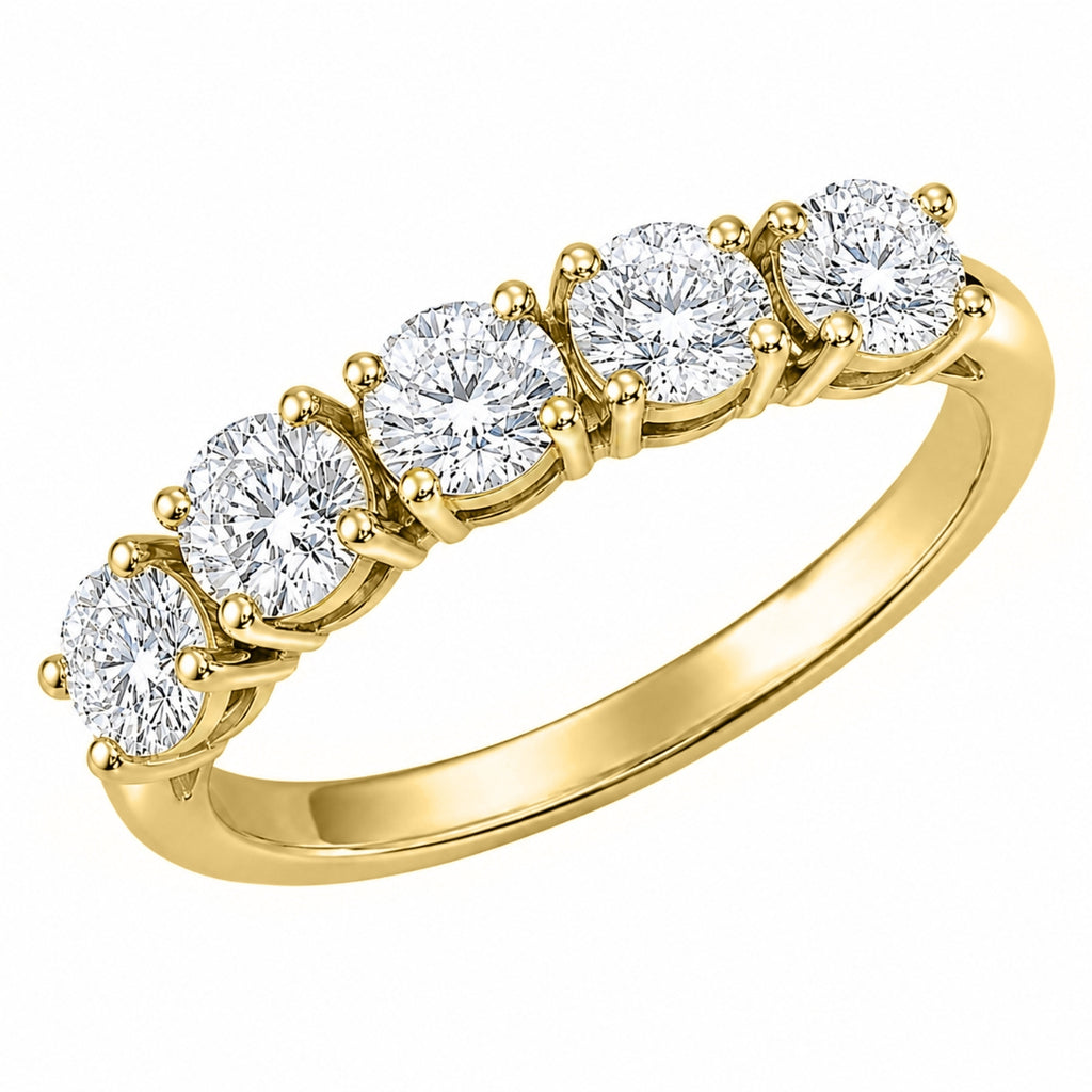 Venturant 1.00-5.00 Carat T.W. Round-cut Lab Grown Diamond (F/VS+) 14K Gold 5 Stone Band Ring